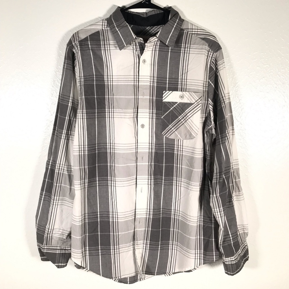 Grey and White Plaid Mossimo Button Down